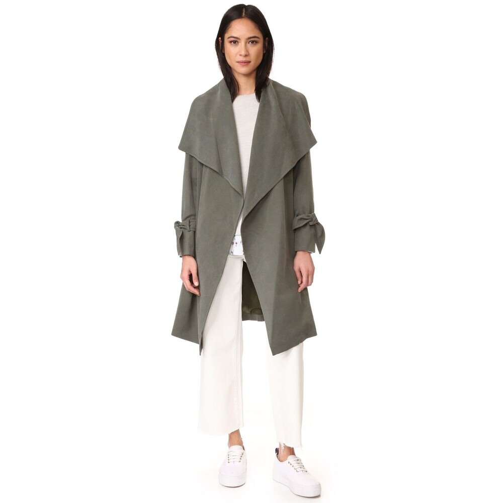 Club Monoco‎ Ellayne trench coat Size S green modern drape wide lapels